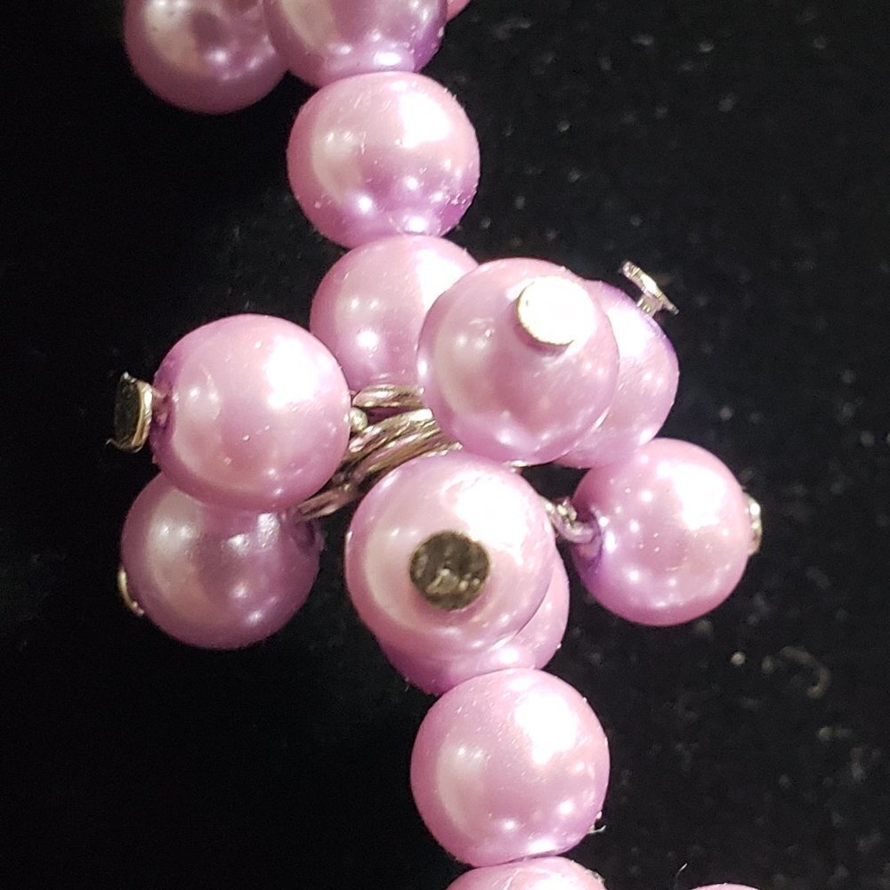 Clusters Purple Beaded necklace with matching Teardrop Earrings - Picture 6 of 7